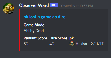 screenshot of losing game report